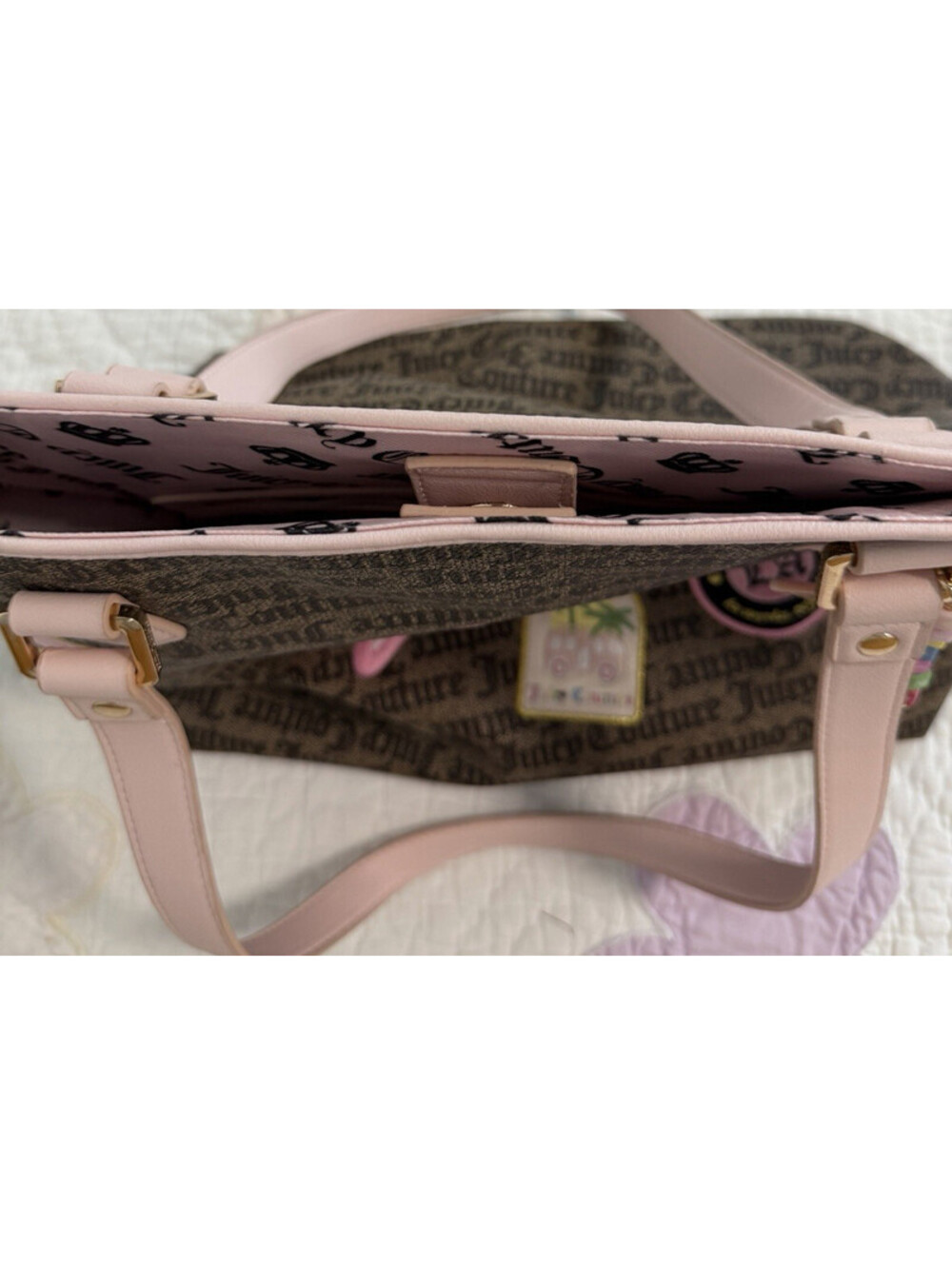 Juicy Couture Exclusive Taupe Dark Brown Juicy Run The World Tote Bag - Picture 6 of 9